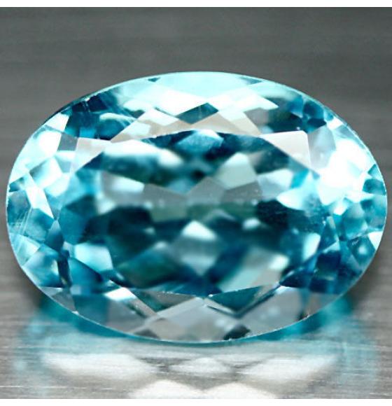 6.38Ct Натуральный голубой топаз 12*10мм овал
